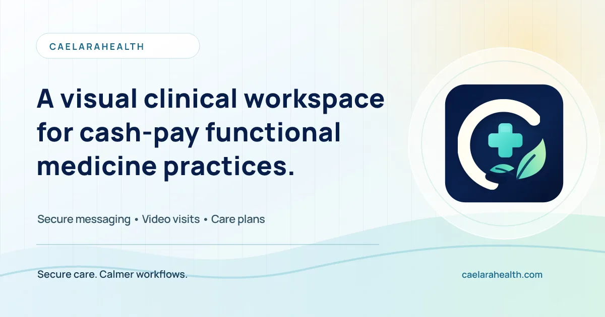 CaelaraHealth visual clinical workspace for functional medicine practices
